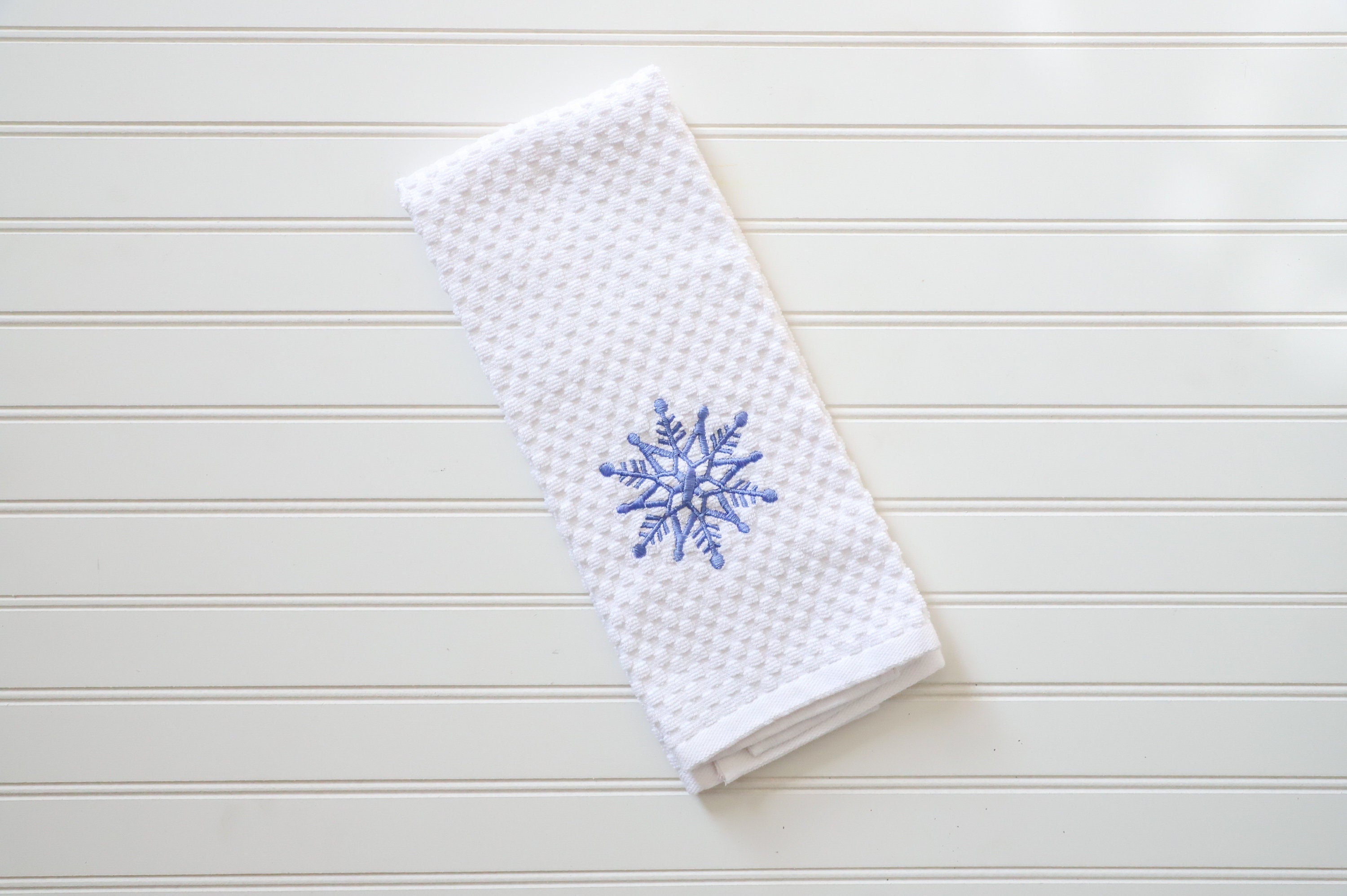 AnyDesign Hello Winter Kitchen Towel White Black Stripe Dish Towel  Christmas Snowman Snowflake Happy Snow Tea Towel Xmas Hand Drying Towel for