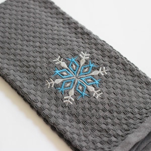 Snowflake Kitchen Towel - Winter Hand Towel - Christmas Decor - Christmas Kitchen Towel - Tea Towel  - Embroidered Towel - Christmas Decor