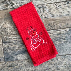 Snowman Hand Towel Snowman Decor Snowman Kitchen Towel Christmas Hand Towel Christmas Kitchen Decor Christmas Bathroom Decor image 2