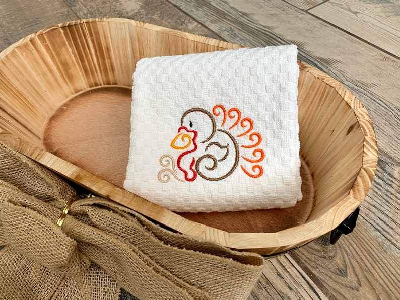 Turkey Hand Towel Thanksgiving Hand Towel Fall Decor Towel Turkey Kitchen Towel Bathroom Decor Bathroom Hand Towel Fall Decor image 2