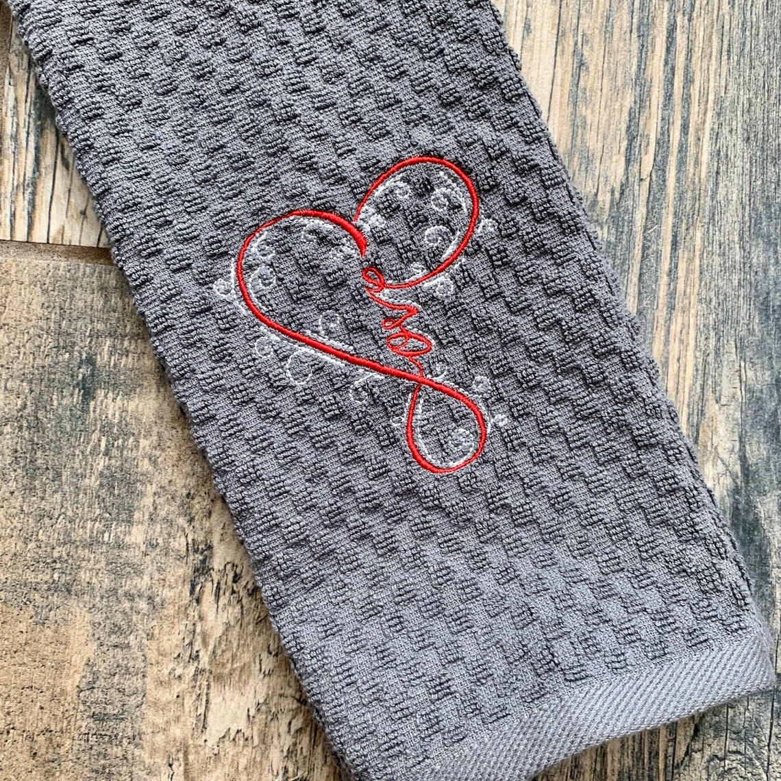 Heart Kitchen Towel Love Kitchen Towel Wedding Gift Etsy