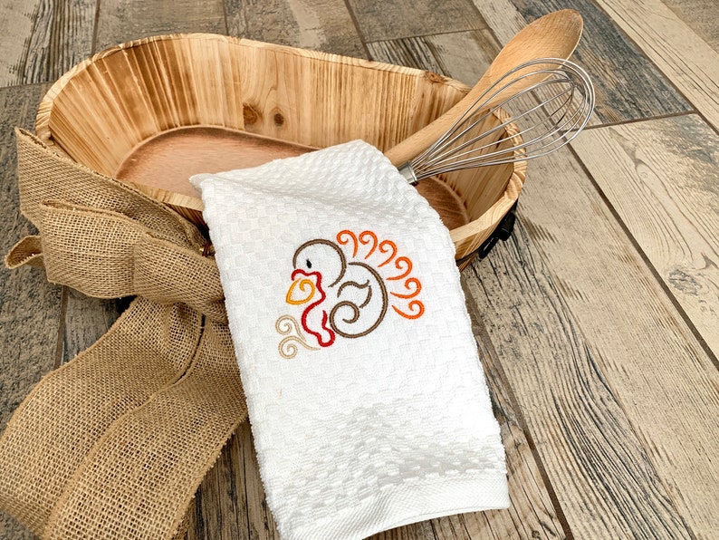 Turkey Hand Towel Thanksgiving Hand Towel Fall Decor Towel Turkey Kitchen Towel Bathroom Decor Bathroom Hand Towel Fall Decor image 1