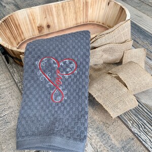 Heart Kitchen Towel - Love Kitchen Towel - Wedding Gift - Valentines Day Kitchen Towel - Heart Towel - Newly Wed Gift
