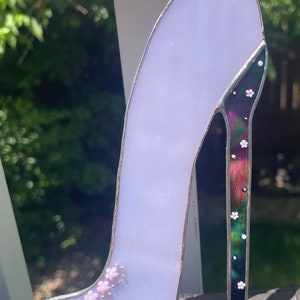 Pink Beauty Glass Slipper: Handmade Stained Glass Suncatcher