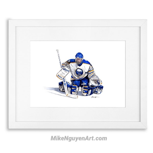Dominik Hasek//Buffalo Sabres//hockey//keeper//NHL//aquarel schilderen