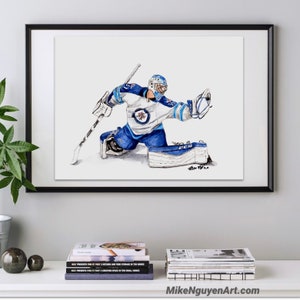 Connor Hellebuyck // Winnipeg Jets // Goalie // Hockey // NHL // Watercolour Painting