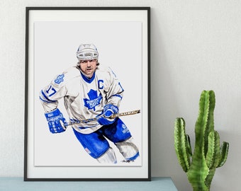 Wendel Clark // Toronto Maple Leafs // Hockey // NHL // Watercolour Painting