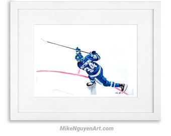 Auston Matthews // Toronto Maple Leafs // Hockey // NHL // Watercolour Painting