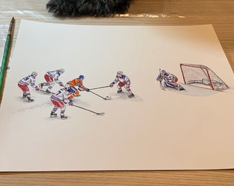 McDavid vs Rangers GOal // Edmonton Oilers // Hockey // NHL // Aquarell Malerei