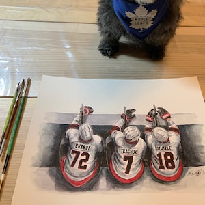 Senators Bench by MikeNguyenArt // Ottawa Senators // Hockey // NHL // Watercolour Painting