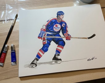 Dale Hawerchuk // Ducky // Winnipeg Jets // Hockey // NHL // Watercolour Painting