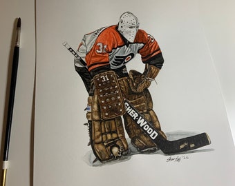 Pelle Lindbergh // Philadelphia Flyers // Hockey // Goalie // NHL // Watercolour Painting