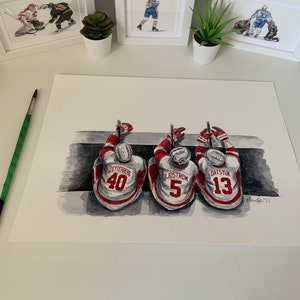 Red Wings Bench // Detroit Red Wings // Hockey // NHL // Watercolour Painting