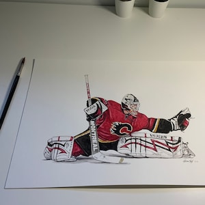 Miikka Kiprusoff // Kipper// Calgary Flames // Iconic Moment // Hockey // goalie // NHL // Watercolour Painting