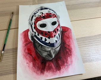 Ken Dryden Mask // Montreal Canadiens // Hockey // Goalie // NHL // Watercolour Painting