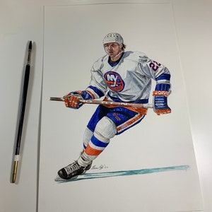 Mike Bossy // New York Islanders // Hockey // NHL // Watercolour Painting