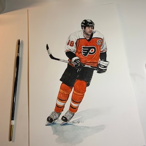 The BIG E // Eric Lindros // Philadelphia Flyers // Hockey // NHL // Watercolour Painting