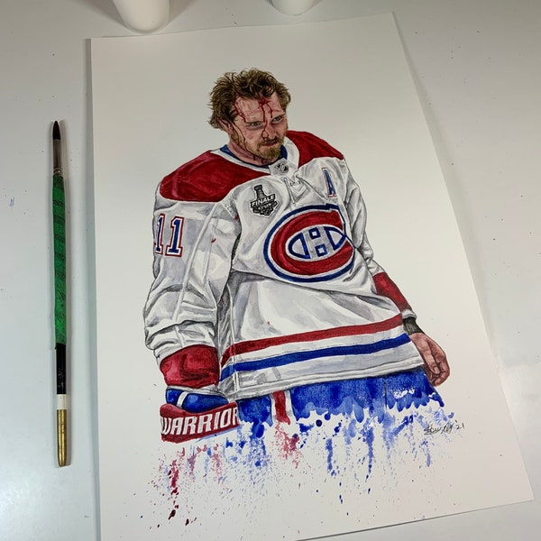 The Habs Warrior // Brendan Gallagher // Montreal Canadiens // NHL // Watercolour Painting