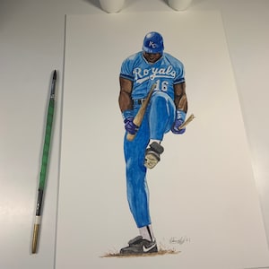 Bo Jackson // Kansas City Royals // Breaking the Bat // Baseball // MLB // Watercolour Painting