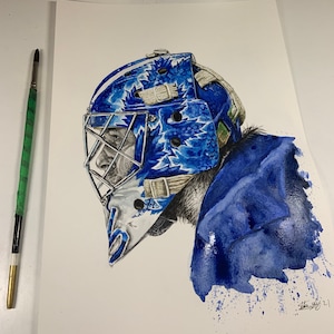 Jack Campbell Maske // Toronto Maple Leafs // Hockey // Aquarell Malerei