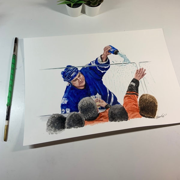 Tie Domie vs Fan // Toronto Maple Leafs // Hockey // NHL // Aquarell Malerei