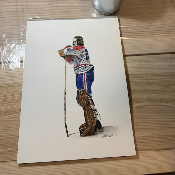 Ken Dryden // Montreal Canadiens // Hockey // Goalie // NHL // Watercolour Painting