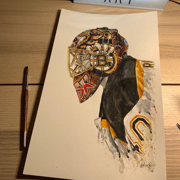 Tuukka Rask Mask // Boston Bruins // Goalie // Hockey // NHL // Watercolour Painting