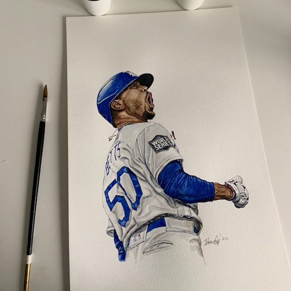 Mookie Betts // Los Angeles Dodgers // MLB // Baseball // Watercolour Painting