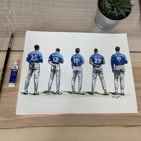 1993 Blue Jay Line Up // Toronto Blue Jays // MLB // Baseball // Watercolour Painting