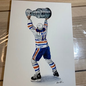 Mark Messier // The Moose // Edmonton Oilers // Hockey // NHL // Watercolour Painting