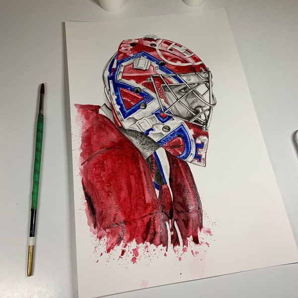 Carey Price Mask // Montreal Canadiens // Hockey Goalie // NHL // Watercolour Painting