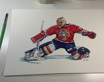 John Vanbiesbrouck // Florida Panthers  // Hockey // Goalie // NHL // Watercolour Painting