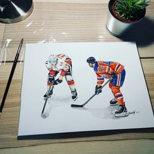 Dropping the Gloves // Zack Kassian vs Matthew Tkachuk // Edmonton Oilers // Calgary Flames // Hockey // NHL // Watercolour Painting