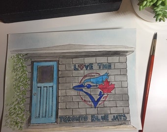 Toronto Blue Jays Mural // Love The Toronto Blue Jays // MLB //  Baseball // Watercolour Painting