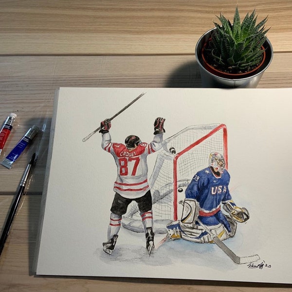 Sidney Crosby // Canada // Hockey // NHL //  // Watercolour Painting