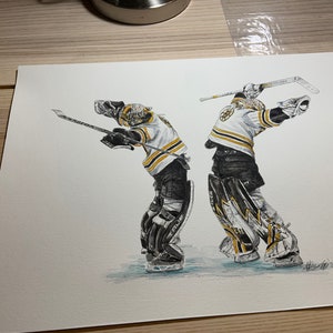 Boston Jeremy Swayman and  Linus Ullmark by MikeNguyenArt // Watercolour Painting