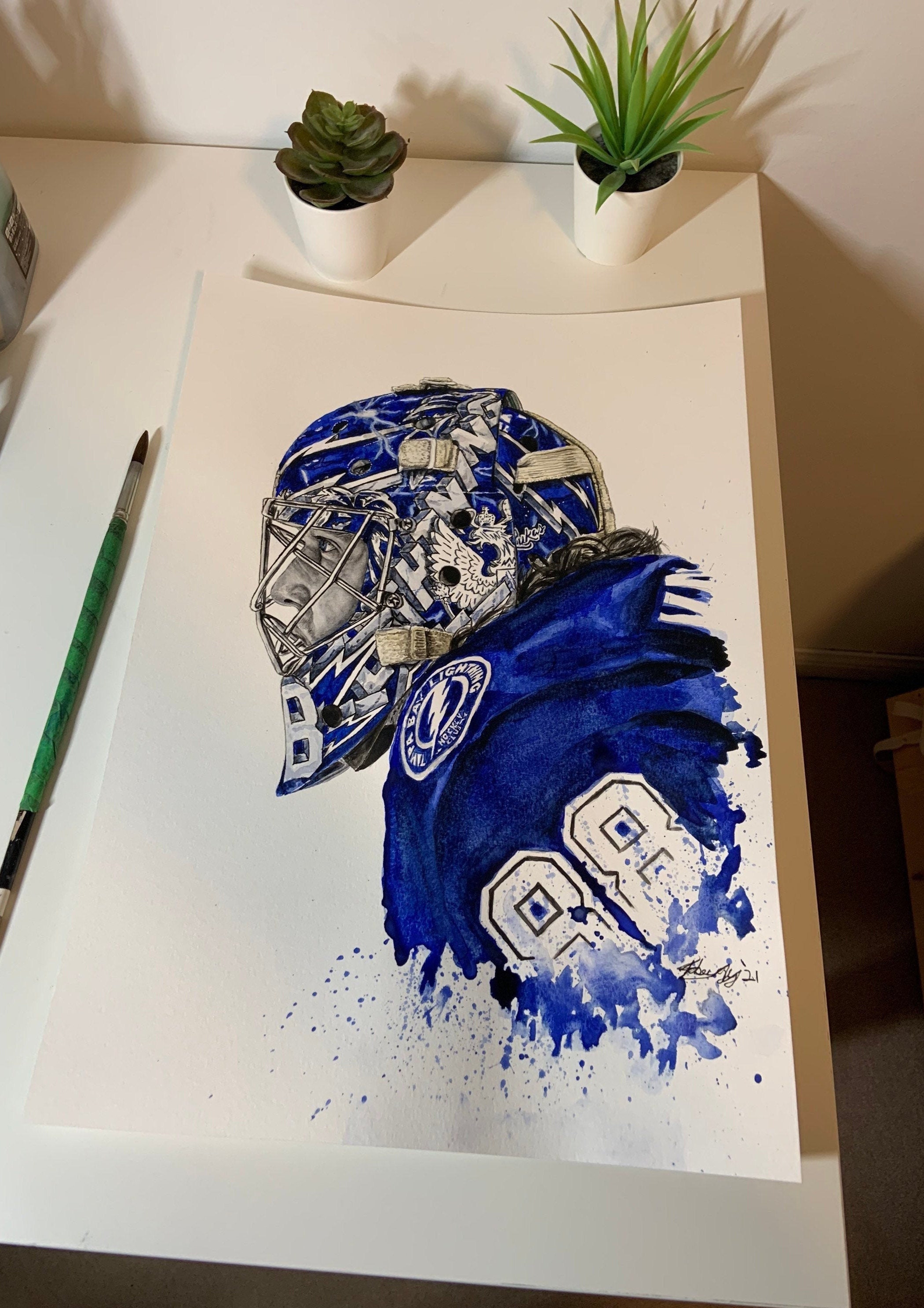 My Hand made drawing of Andrei Vasilevskiy. Rate it! : r/TampaBayLightning