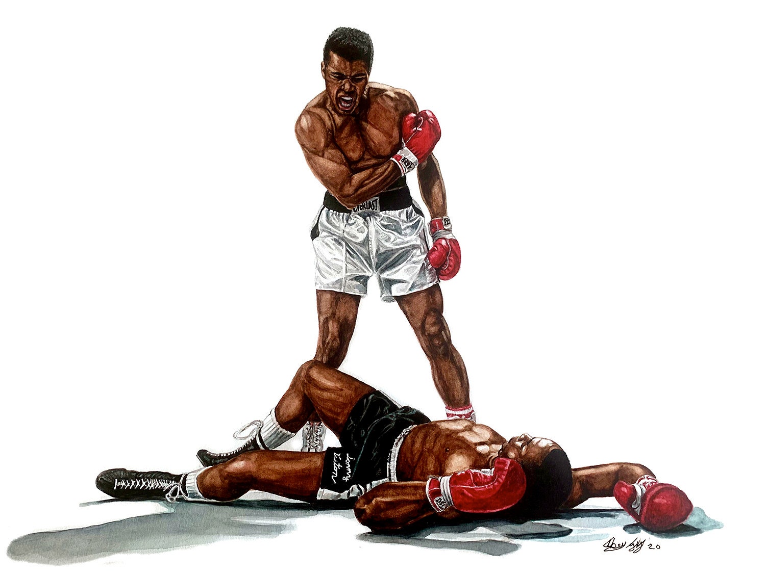 Muhammad Ali vs Sonny Liston // Boxing // Watercolour Painting | Etsy