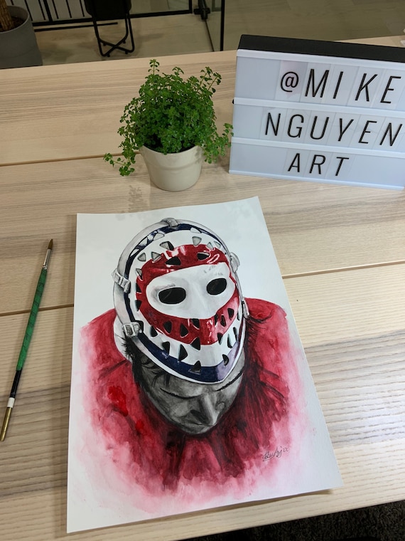 Ken Dryden Mask // Montreal Canadiens // Hockey // Goalie // NHL // Watercolour Painting
