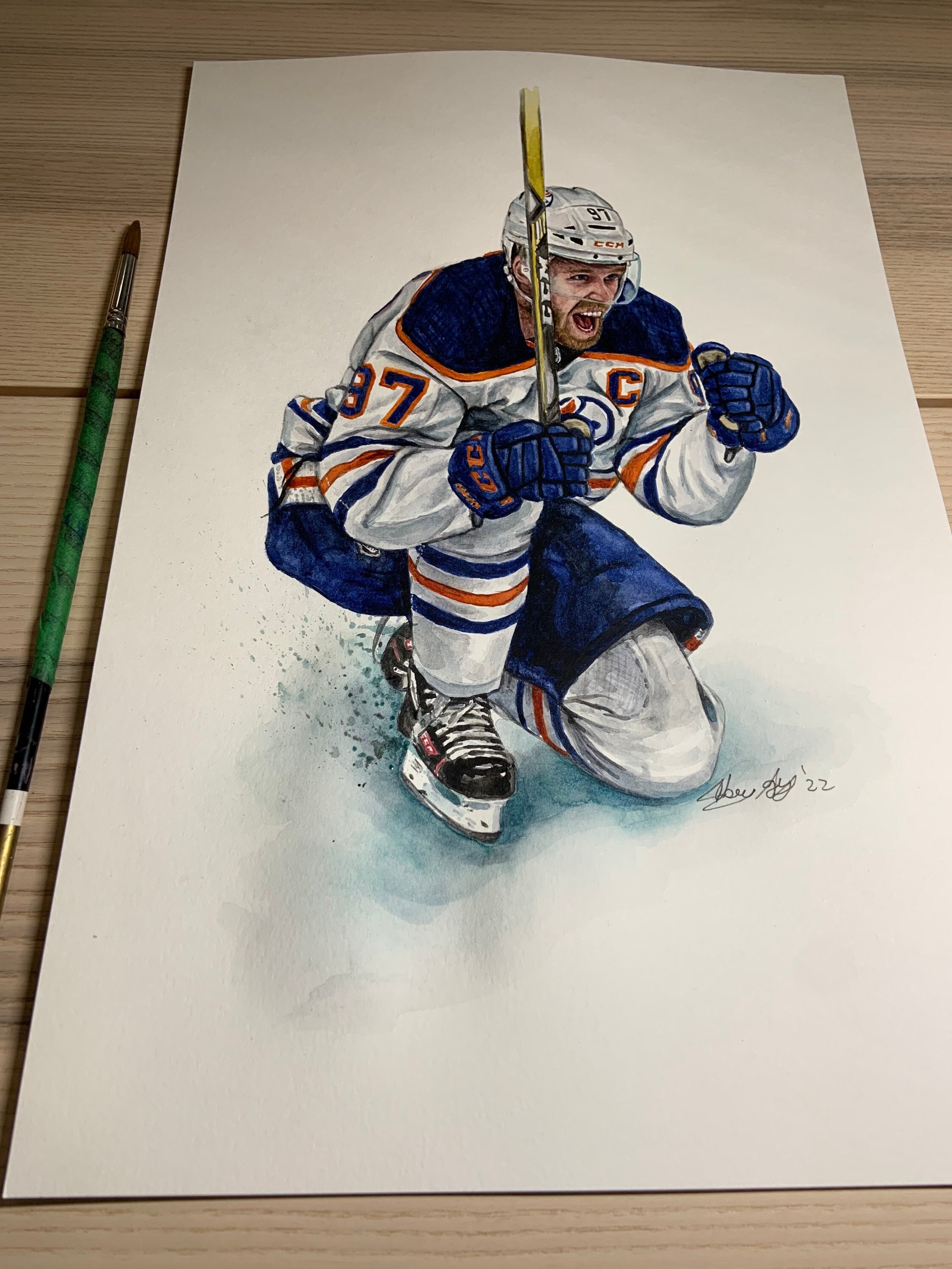 Trevor Zegras by MikeNguyenArt // Goal // Anaheim Ducks // Hockey // NHL //  Watercolour Painting