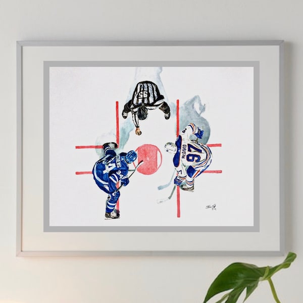 Faceoff // Auston Knights // Connor McDavid // Toronto Maples Leafs // Edmonton Oilers // Hockey // NHL // Hockey // Aquarell Malerei
