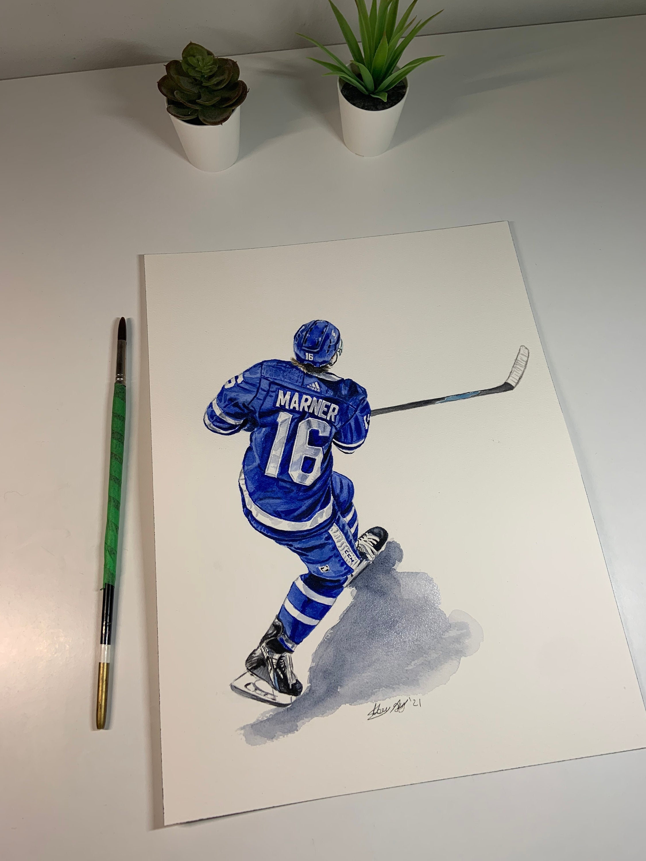 Mitch Marner Goal Celebration Painting Graphic T-Shirt Dress for