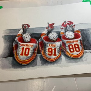 Calgary Flames Bench by MikeNguyenArt//  // Hockey // NHL // Watercolour Painting