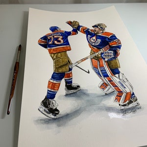 Stuart Skinner & Vincent Desharnais    // Edmonton Oilers // Hockey // NHL // Watercolour Painting
