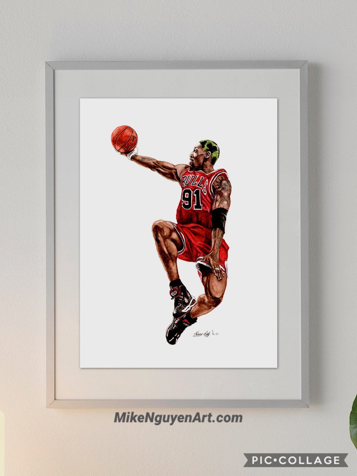 ☆デニス・ロッドマン　直筆サイン写真/フォト　NBA　バスケットボール選手　シカゴ・ブルズ　リバウンド王×7 オールスター×2 デニス・ロッドマン シカゴ・ブルズ 直筆サイン入り 16インチ x