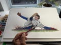 Ernie Clement 2025 World Series Gm 7 Slide by MikeNguyenArt // Toronto Blue Jays // MLB // Baseball // Watercolour Painting product logo