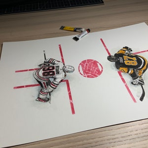 Connor Bedard contro Crosby, prima partita NHL // Linea Chicago Blackhawks // Hockey // NHL // Acquerello