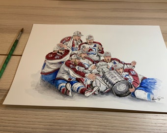Avalanche Bent Cup // 2022 Stanley Cup Champ by MikeNguyenArt // Colorado Avalanche // Hockey // NHL // Watercolour Painting