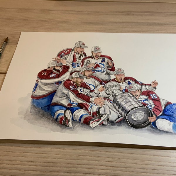 Avalanche Bent Cup // 2022 Stanley Cup Champ by MikeNguyenArt // Colorado Avalanche // Hockey // NHL // Watercolour Painting