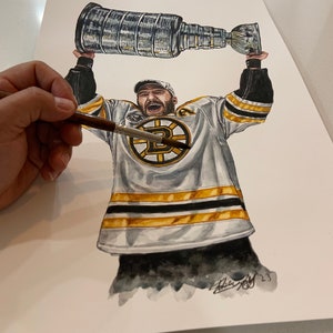 Patrice Bergeron Stanley Cup by MikeNguyenArt // Patrice Bergeron // Hockey // NHL // Watercolour Painting
